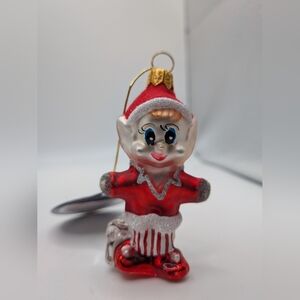 Lauschaer Glaskugelhaus Germany  Elf, Mini Glass Ornament Handmade With Box
